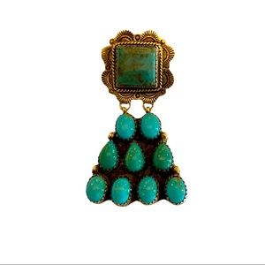 Vintage Sterling Silver collar with turquoise pendant hallmarked